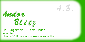 andor blitz business card